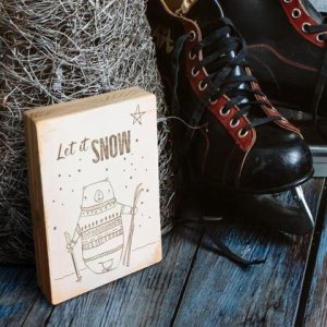 Holzschild „Let it snow“ – bear