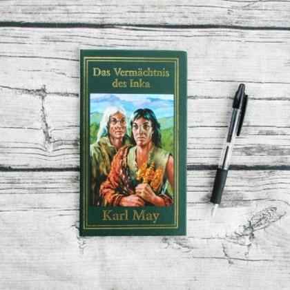 Notizbuch aus altem Buch "Vermächtnis des Inka"