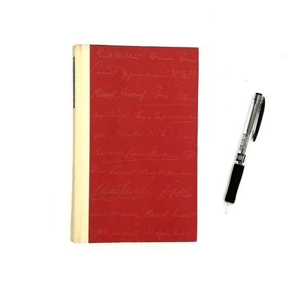 Notizbuch aus altem Buch "Rot mit Schrift"