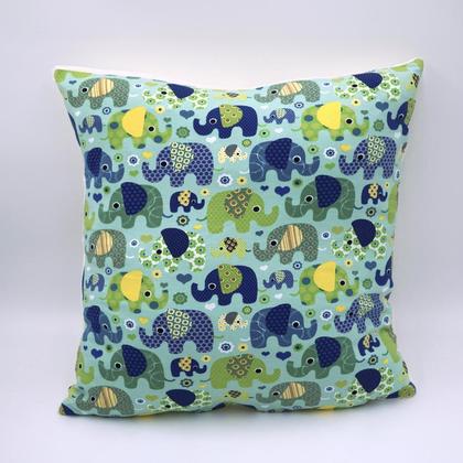 KUSCHELKISSEN ABZIEHBAR 50x50cm (inkl. INLAY) "bunte Elefanten mint"