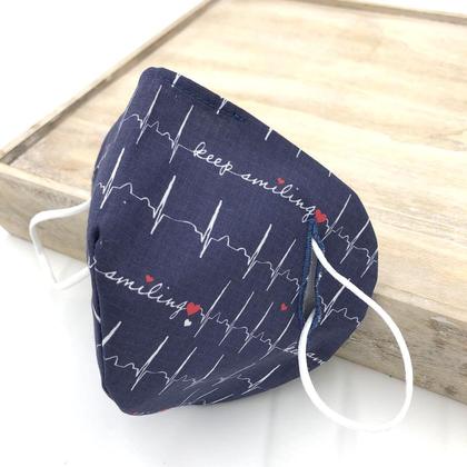 COVER für FFP2- Maske - "EKG keep smiling blau"