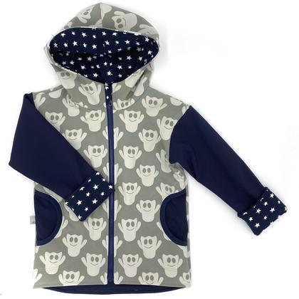 SOFTSHELL - JACKE 116/122/128 "GEISTER grau/blau"