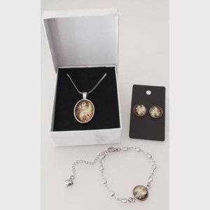 Schmuckset – florales Yin Yang – Halskette & Ohrstecker & Armband – Edelstahl