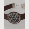 Armband aus Leder - braun - mit Blume des Lebens - Image 2