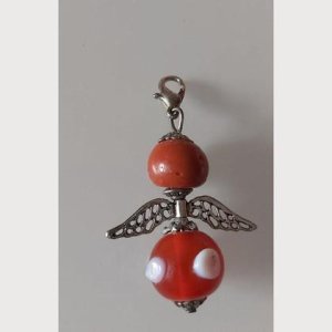Anhänger Engel – Schutzengel – Perlenengel – silber-rot