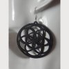 Ohrringe aus Holz - Blume des Lebens - schwarz - Image 2