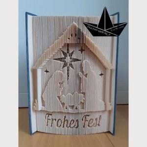 Weihnachtskrippe Frohes Fest – gefaltetes Buch