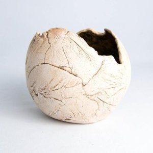 Windlicht-Kugel mit Pflanzen-Druck-Muster – groß