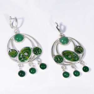 Ohrringe/Earring. Cloisonne Emaille,Handgemachte Schmuck, Unikat,Sterling Silber