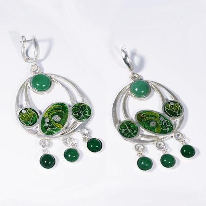 Ohrringe/Earring. Cloisonne Emaille