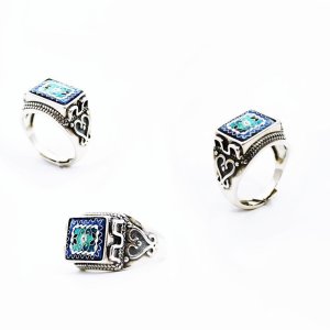 Ring. Cloisonne Emaille,Unikat,Sterling Silber