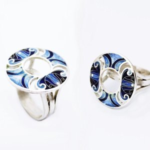 Ring von Cloisonne Enamel, Handarbeit, Unikat