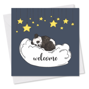 MINI-GRUSSKARTE *Welcome Panda*, 9×9 cm