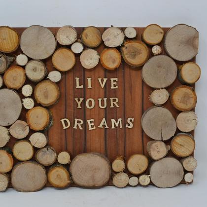 Holzbild "Dreams" Holz Dekoration Schriftbild Bild Wandbild handmade