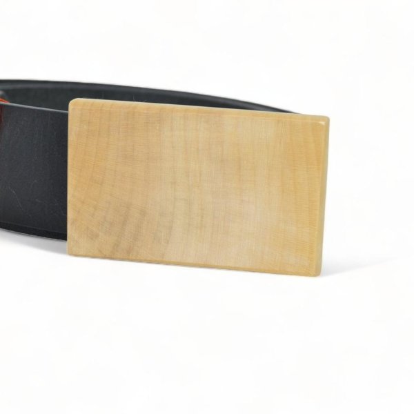 Ledergürtel mit Holz Gürtelschnalle Ahorn schwarz Büffelleder Holzgürtel - Image 3