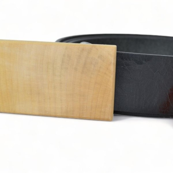 Ledergürtel mit Holz Gürtelschnalle Ahorn schwarz Büffelleder Holzgürtel - Image 2