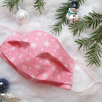 Weihnachtsmaske Schnee Pink mit verstellbarem Gummi