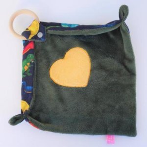 Kuscheltuch mit Beißring – grün