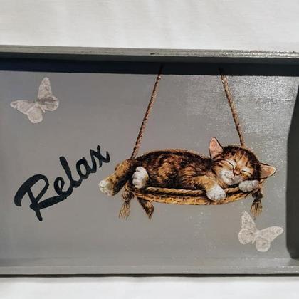 Holz Tablett Katze