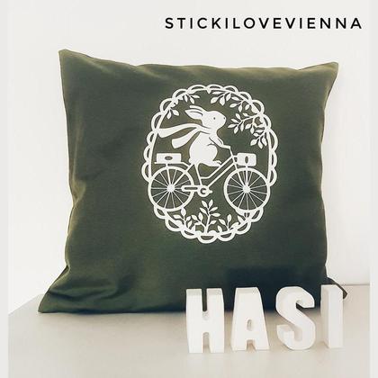 Kissenhülle Hasi Olivegrün