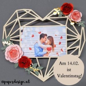 Geometrisches Herz aus Holz „Valentine’s Day“