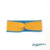 Knotenstirnband senfgelb blau KU 55-56 cm Stirnband Haarband Frühling Herbst