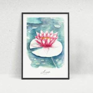 Kunstdruck Seerose, botanische Malerei