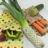 Bienenwachstuchset 3er Muster grau blaue Blume Stricherl gelb S+M+L - Image 3