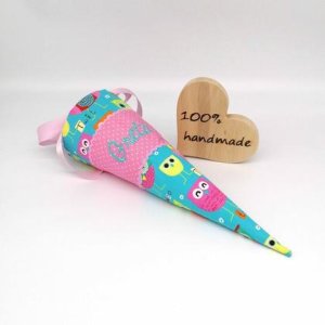 Schultüte „Eulen türkis“ 35 cm Kindergartentüte Geschwistertüte