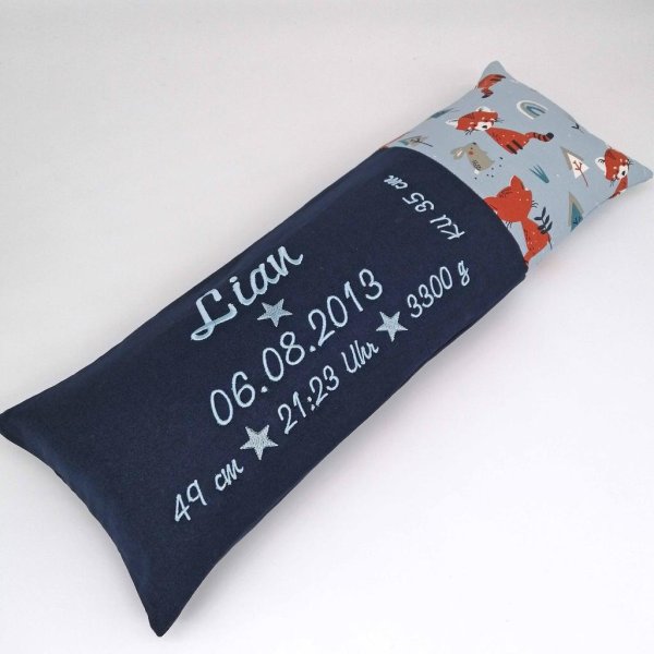 Geburtskissen/Erinnerungskissen Füchse mit Echtmaßen/Geschenk zur Geburt Baby - Image 2