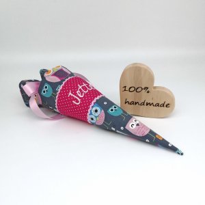 Schultüte „Eulen grau“ 35 cm Kindergartentüte Geschwistertüte