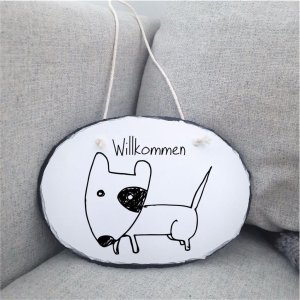 Schiefertafel Türschild „Hund Comic“