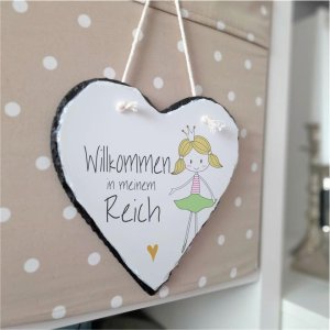 Schiefertafel Türschild Prinzessin „Willkommen in meinem Reich“