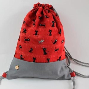 KInderbeutel, Rucksack Katze rot