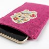 Handyhülle, Brillenetui aus Wollfilz, pink mit Katze - Image 4