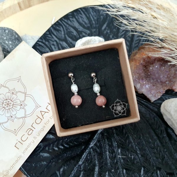 Süßwasserperle Ohrringe *RHODOCHROSIT* silber