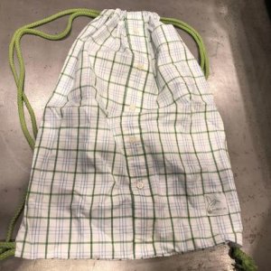 Upcycling Rucksack – Weiß/Grün kariert