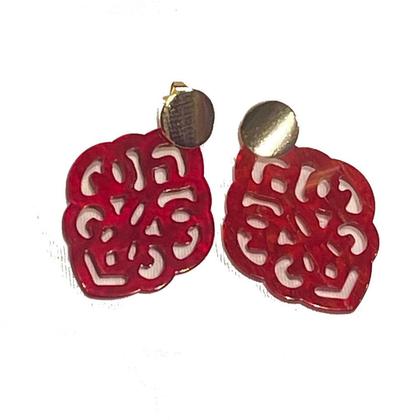 Ohrringe Ornament-Resin - Rot