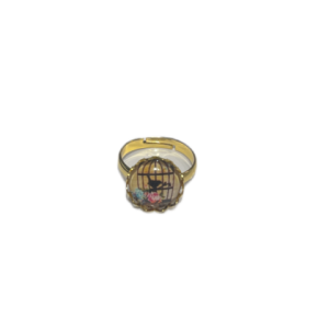 Ring Vogelkäfig . Beige/Blau und Rosa