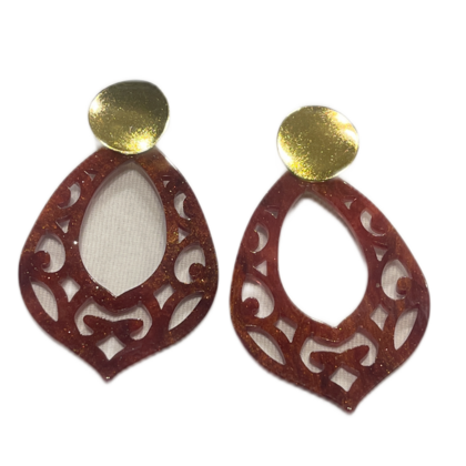 Ohrringe - Resin Bogen Beere mit Goldschimmer